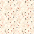 Watercolor artistic music background - seamless pattern with notes