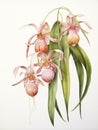 Watercolor Artwork of Bulbophyllum Medusae on White Background AI Generated