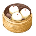 Watercolor asian food dim sum