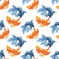 Watercolor asian goldfishes Royalty Free Stock Photo