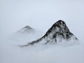 Watercolor asian ink landscape chinese mountain fog . Traditional oriental Royalty Free Stock Photo