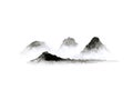 Watercolor asian ink landscape chinese mountain fog . Traditional oriental Royalty Free Stock Photo