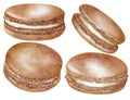 watercolor assorted macaroons, macarons mix clipart, dessert illustration