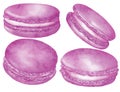 watercolor assorted macaroons, macarons mix clipart, dessert illustration