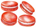 watercolor assorted macaroons, macarons mix clipart, dessert illustration