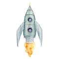 Watercolor astronomy spaceship rocket