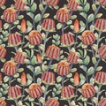 Watercolor australian banksia floral pattern