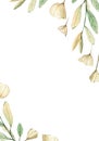 Watercolor autumn banner of leaves and branches. Illustration for greeting cards, wedding invitations, quote and decorations Royalty Free Stock Photo