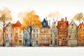 Watercolor Autumn Cityscap
