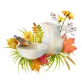 Watercolor Autumn Composition Royalty Free Stock Photo