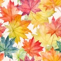 Watercolor Autumn Fall Seamless Pattern. Botanical illustration. October print. Design for tile, backgrounds, fabric, textile, Royalty Free Stock Photo