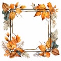 Watercolor autumn frame for postcards, congratulations