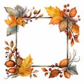 Watercolor autumn frame for postcards, congratulations