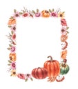 Watercolor Autumn frames on a white background