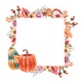 Watercolor Autumn frames on a white background