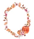 Watercolor Autumn frames on a white background