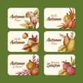 watercolor autumn labels collection vector illustration