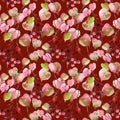 Watercolor autumn leaves, branches and berry seamless pattern.