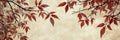 Watercolor Autumn Leaves With Sparse Background, Natural Minimal Banner Design, Red Fall Foliage