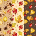 watercolor autumn pattern set vector design Royalty Free Stock Photo