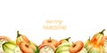 Watercolor pumpkins banner template. Seamless border for harvest season