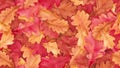 Watercolor autumn seamless background with oak leaves