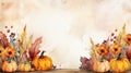 Watercolor Autumn Thanksgiving background Happy Thanksgiving day