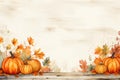 Watercolor Autumn Thanksgiving background Happy Thanksgiving day