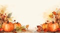 Watercolor Autumn Thanksgiving background Happy Thanksgiving day