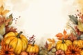 Watercolor Autumn Thanksgiving background Happy Thanksgiving day