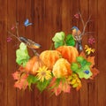 Watercolor Autumn Thanksgiving Composition