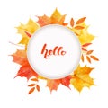 Autumnal hand drawn watercolor leaves design template illustration