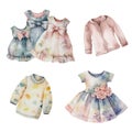 Watercolor baby clothes collection, isolated on white background. Royalty Free Stock Photo