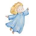 Watercolor baby girl angel Royalty Free Stock Photo