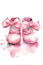 Watercolor Baby Girl Birth Announcement Illustration on White Background Royalty Free Stock Photo