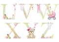 Watercolor baby letters.