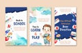 watercolor back school vector design instagram stories collection Royalty Free Stock Photo