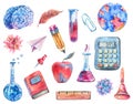 Watercolor back to school kit Royalty Free Stock Photo