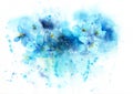 Watercolor Background Of Blue Flowers