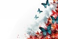 Watercolor floral background with butterflies