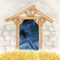 Watercolor background for Christmas christian nativity scene greeting card illustration Royalty Free Stock Photo