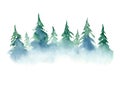 Watercolor background with coniferous trees forest Royalty Free Stock Photo