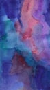 Watercolor background in deep blue, purple, violet, turquoise and pink colors. Raster abstract illustration for stories. Vertical