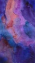 Watercolor background in deep blue, purple, violet, turquoise and pink colors. Raster abstract illustration for stories. Vertical Royalty Free Stock Photo