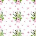 Watercolor background with spring flowering plants Royalty Free Stock Photo