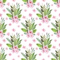 Watercolor background with spring flowering plants Royalty Free Stock Photo