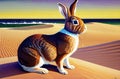 Cute Easter bunny Robot in unique Landscapes. Happy easter day. Cute bunny AI Generated Royalty Free Stock Photo