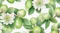 Feijoa Pattern Watercolour Style Wallpaper With Emphasis On Detail