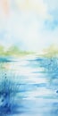 Abstract Watercolor Landscape Painting: Serene Wetland With 1 Peter 5:7