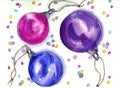 Watercolor background pattern balls. Hand-painted watercolor illustration. Royalty Free Stock Photo